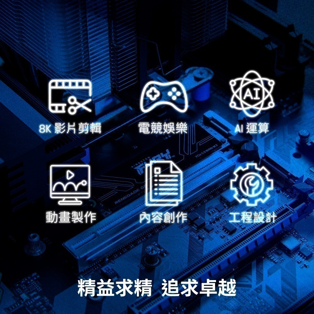 金士頓 Kingston FURY Renegade G5 1TB PCIe5.0 M.2 2280 單面 SSD-細節圖2