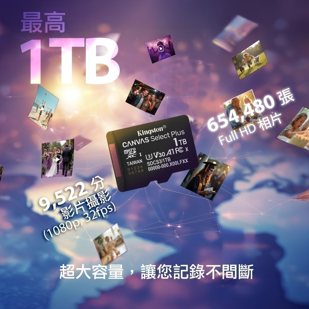 金士頓 Canvas Select Plus 128GB microSD 記憶卡 C10 符合 A1 效能 SDCS3-細節圖4