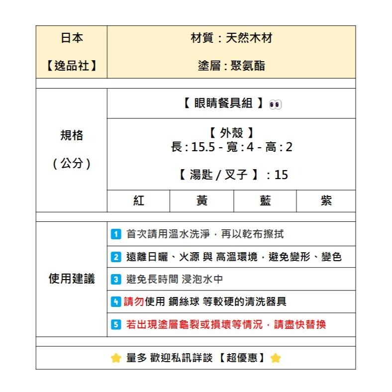 ✨眼睛餐具組👀✨現貨 日本製 餐具 叉子 湯匙 日本餐具組 露營餐具 露營用具 環保餐具 尖頭筷子 外出餐具 餐具組-細節圖4