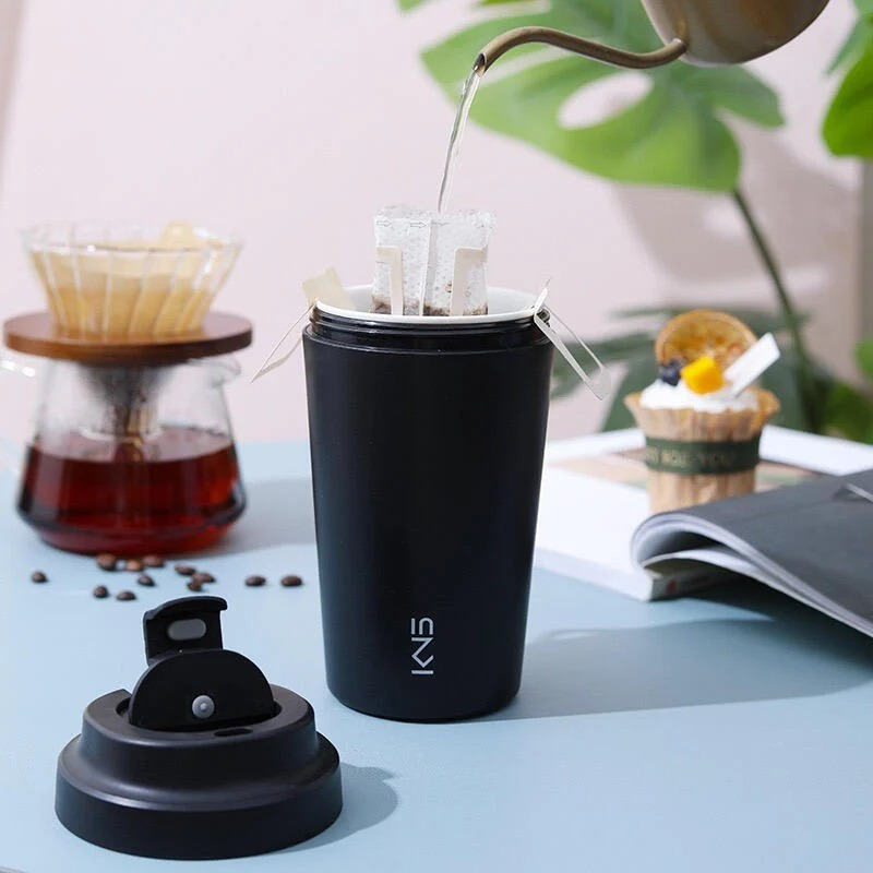 隨行咖啡杯【熊愛露】真陶瓷內膽保溫杯 ins風 陶瓷隨行杯 辦公杯 帶蓋 情侶杯 陶瓷內膽保溫杯 露營咖啡杯-細節圖9