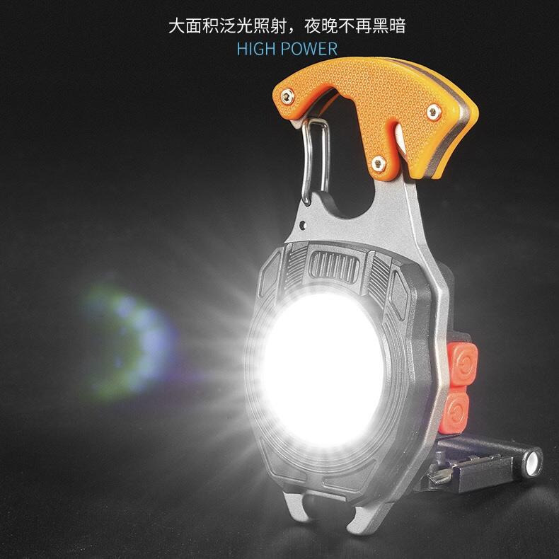 新款鑰匙扣燈【熊愛露】自帶點煙器 口哨 割刀Type-C充電.可掛式多功能。應急小手電筒強磁吸附COB工作燈-細節圖5
