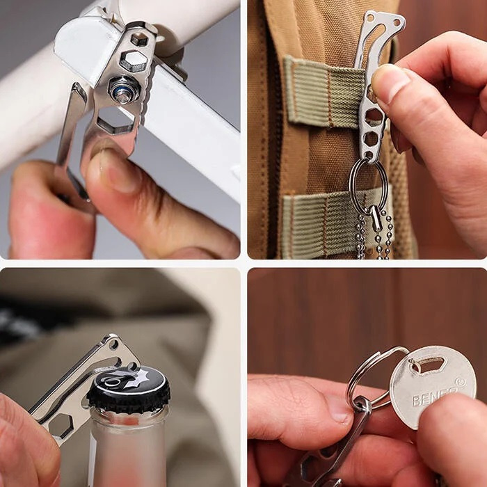 【熊愛露】口袋鑰匙夾.EDC迷你多功能工具.開瓶器.六角扳手.戰術配件.生存遊戲.molle系統工具-細節圖5