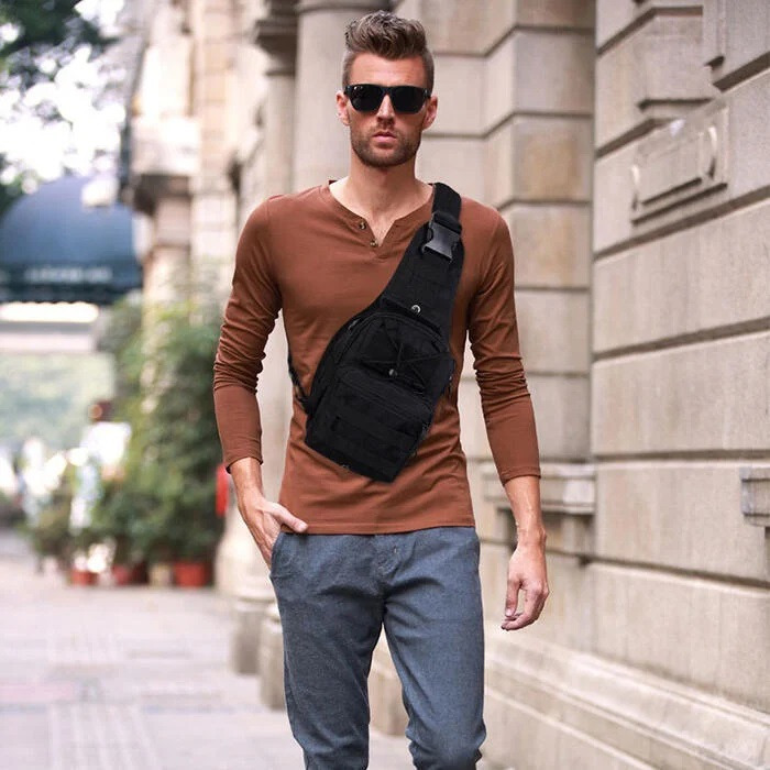 【熊愛露】斜挎包.胸包.牛津包.單肩包.韓版小背包.休閒腰包.molle系統包.側肩包.軍迷腰包 男女運動側肩包-細節圖7