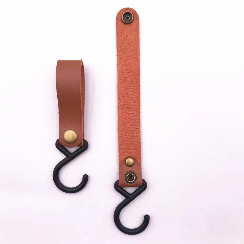 皮革扣環掛勾 【熊愛露】皮革掛勾 露營掛勾 皮革鈕扣掛鉤 S型掛鈎 戶外掛勾 露營繩扣 鑰匙扣 野餐 露營掛勾-細節圖5