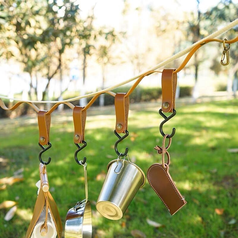 皮革扣環掛勾 【熊愛露】皮革掛勾 露營掛勾 皮革鈕扣掛鉤 S型掛鈎 戶外掛勾 露營繩扣 鑰匙扣 野餐 露營掛勾-細節圖8