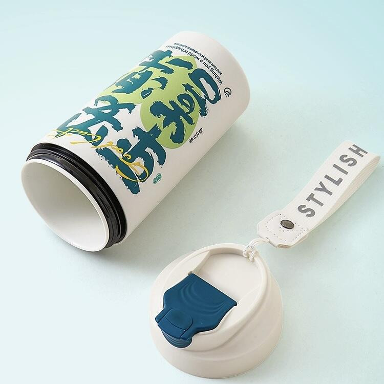 書法480ml真陶瓷內膽  可裝超商大杯咖啡.保溫杯 環保杯 隨行杯 保溫杯 飲料杯 陶瓷保溫杯 隨行咖啡杯-細節圖3