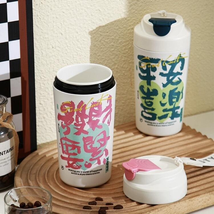 書法480ml真陶瓷內膽  可裝超商大杯咖啡.保溫杯 環保杯 隨行杯 保溫杯 飲料杯 陶瓷保溫杯 隨行咖啡杯-細節圖4