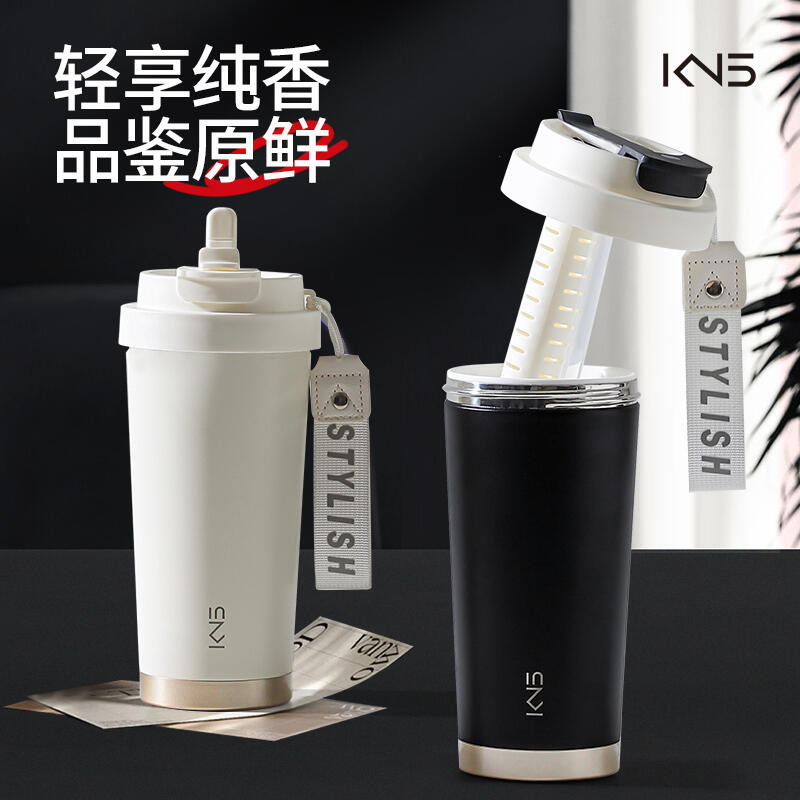 500ml真陶瓷內膽.不鏽鋼外殼咖啡杯 內附茶隔 陶瓷保溫杯 隨行杯 陶瓷保溫瓶 保溫杯 陶瓷咖啡杯 康納斯-細節圖2