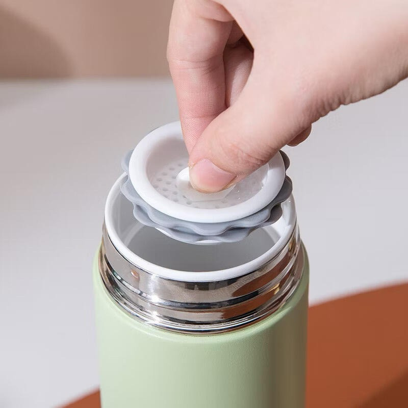 380ml真陶瓷內膽.不鏽鋼外殼咖啡杯  內附茶隔 陶瓷保溫杯 隨行杯 陶瓷保溫瓶 保溫杯 陶瓷咖啡杯 康納斯-規格圖8