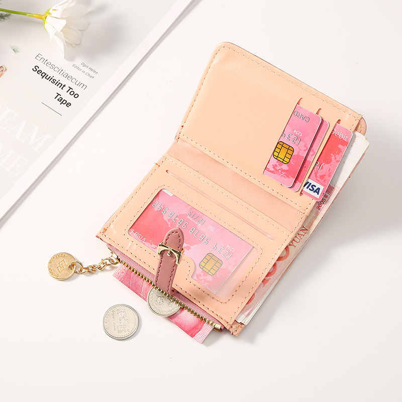 迷你小錢包 簡約零錢包 短款錢夾 女士零錢包 皮夾 短夾 短款拉鍊可愛零錢包 簡約方形 女士零錢包-細節圖2