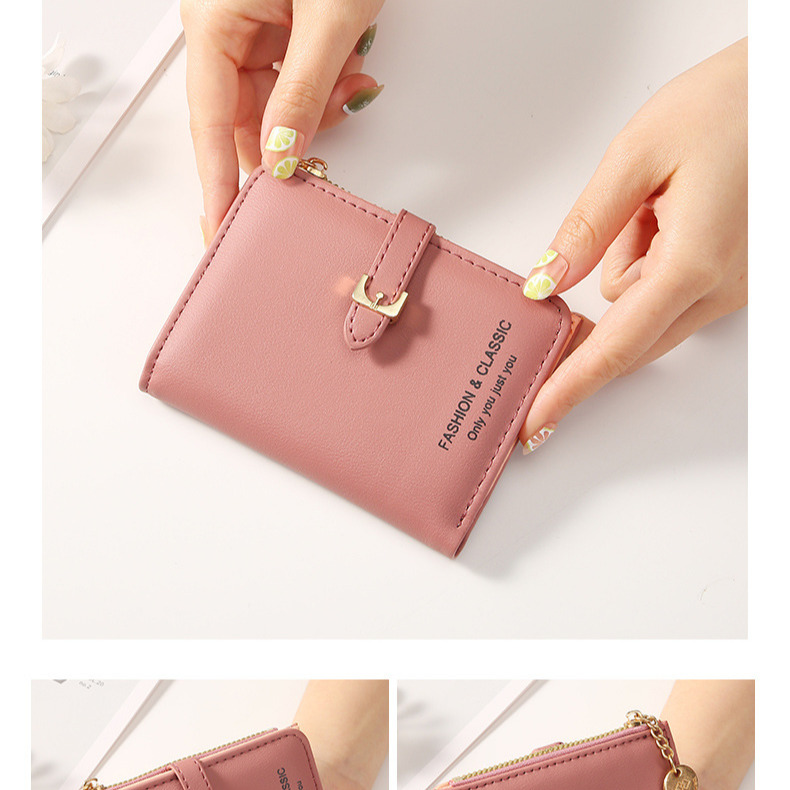 迷你小錢包 簡約零錢包 短款錢夾 女士零錢包 皮夾 短夾 短款拉鍊可愛零錢包 簡約方形 女士零錢包-細節圖3