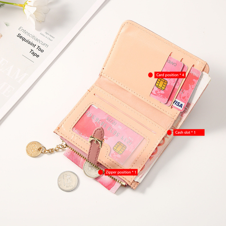 迷你小錢包 簡約零錢包 短款錢夾 女士零錢包 皮夾 短夾 短款拉鍊可愛零錢包 簡約方形 女士零錢包-細節圖7