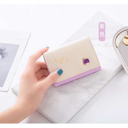ins風短款零錢包 可愛學生卡包 新款韓版 萌趣小象印花錢夾 錢夾 卡包 女生零錢包-細節圖4