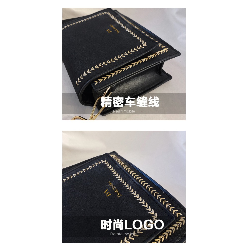 南風同款磨砂女包 pu 斜挎包女 ins百搭新款繡線 小方包 韓版潮流-細節圖4