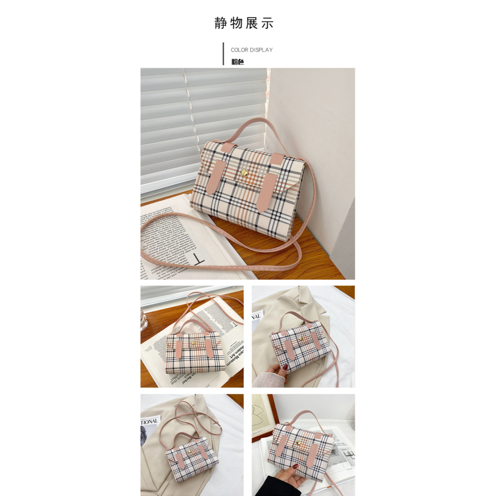 格紋小方包 劍橋包 手提劍橋包 小包包 單肩斜跨包 迷你女士小包包 可愛側背包 小方包 時尚女包-細節圖4
