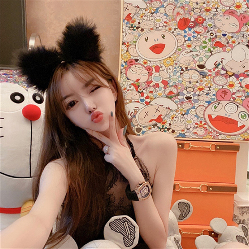 髮箍 白色狐狸耳朵頭箍 柔軟毛毛貓朵 髮箍 髮夾 日韓頭飾 髮飾-細節圖5