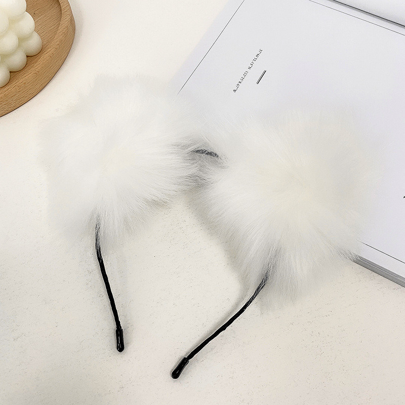 髮箍 白色狐狸耳朵頭箍 柔軟毛毛貓朵 髮箍 髮夾 日韓頭飾 髮飾-規格圖7