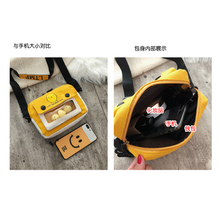 帆布小雞包  ins風小雞包  帆佈單肩包 學生包 側背包 小包包 斜挎包 小雞包 學生包 小方包-細節圖5