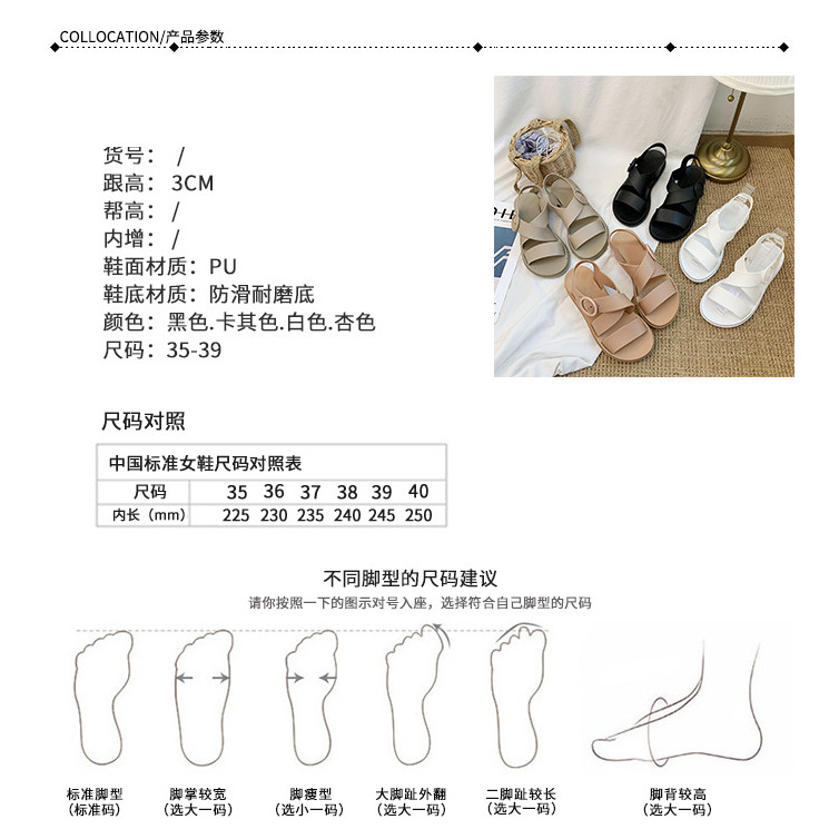 涼鞋 一字帶羅馬 可愛學生純色涼拖鞋 女韓版簡約學生沙灘鞋 低跟涼鞋 跟鞋 正韓涼鞋-細節圖8