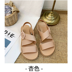 涼鞋 一字帶羅馬 可愛學生純色涼拖鞋 女韓版簡約學生沙灘鞋 低跟涼鞋 跟鞋 正韓涼鞋-規格圖8