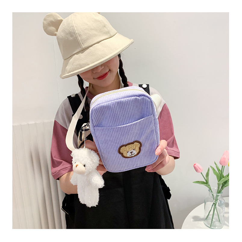 韓國ins可愛小熊斜挎包 少女學生帆布包 單肩小包 原宿風 小熊斜背包 小包 生日禮物 無掛件-細節圖7