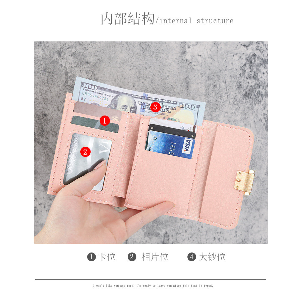 韓版 小錢包 女短款可愛 折疊零錢包 迷你小包 卡包 短款可愛零錢包 皮夾 短夾-細節圖3