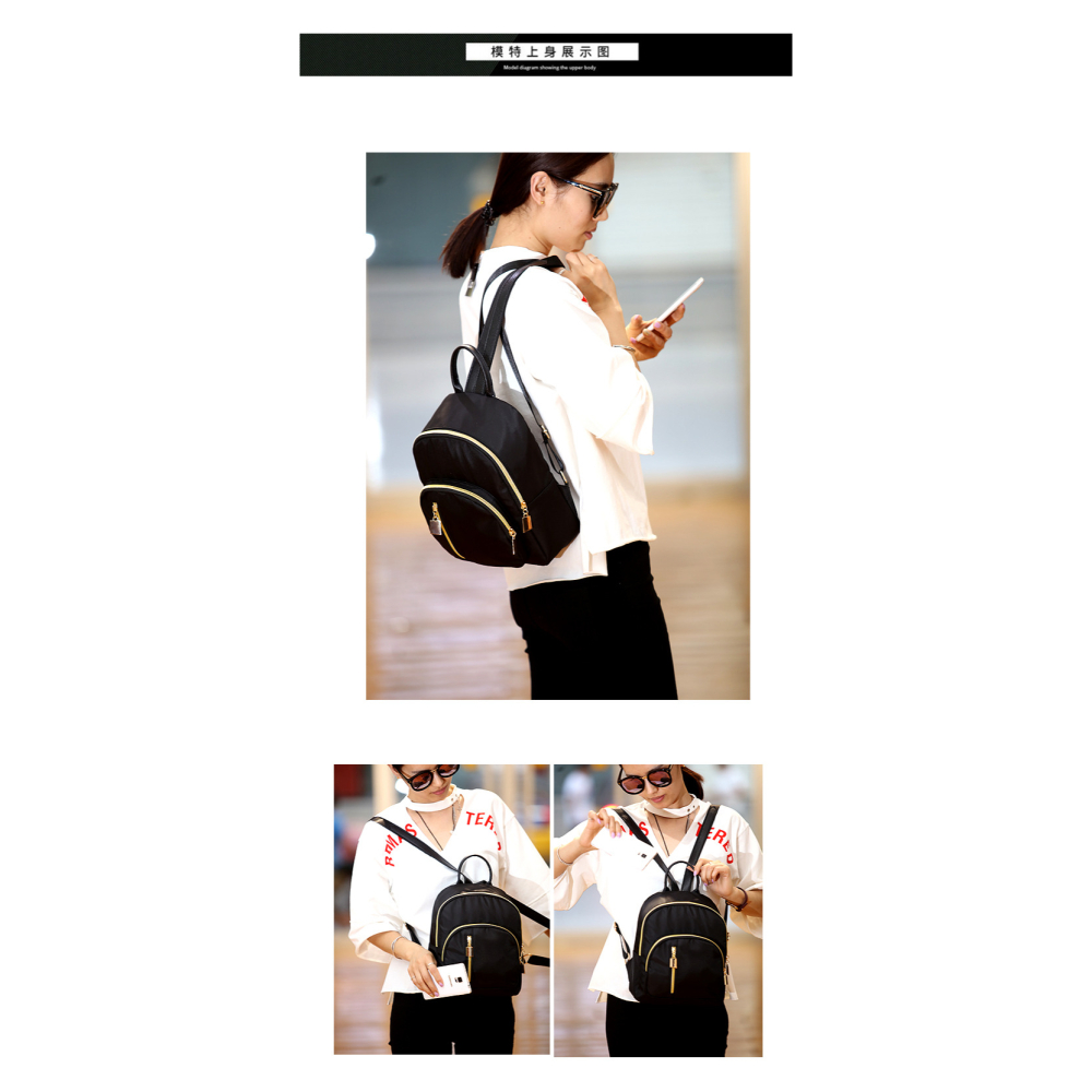 背包 迷你後背包 防潑水 尼龍後背包雙肩包 韓版休閒 後背包 尼龍黑 休閒背包 小背包 書包-細節圖2