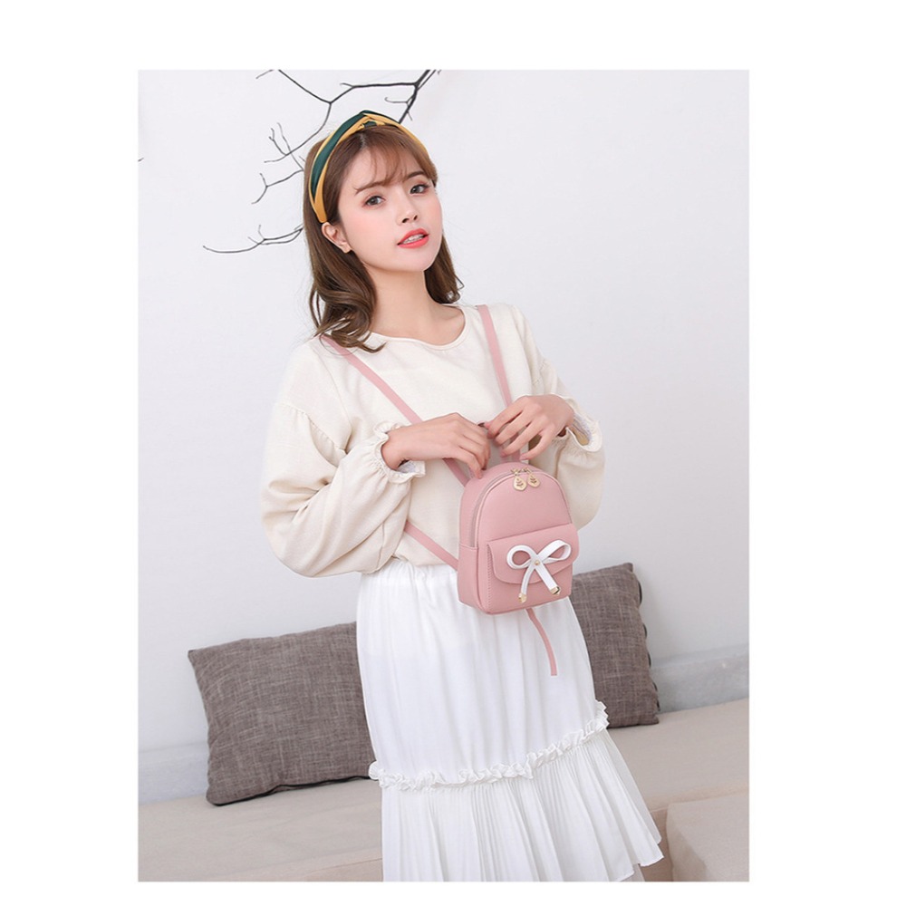 背包 迷你 花結小背包 學院風小清新斜挎小包 雙肩包 手機包 格子雙肩包 斜跨手機小包 小書包 可愛小背包-細節圖3