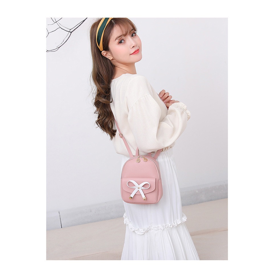 背包 迷你 花結小背包 學院風小清新斜挎小包 雙肩包 手機包 格子雙肩包 斜跨手機小包 小書包 可愛小背包-細節圖4