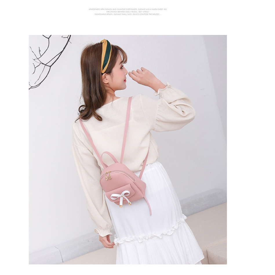 背包 迷你 花結小背包 學院風小清新斜挎小包 雙肩包 手機包 格子雙肩包 斜跨手機小包 小書包 可愛小背包-細節圖7