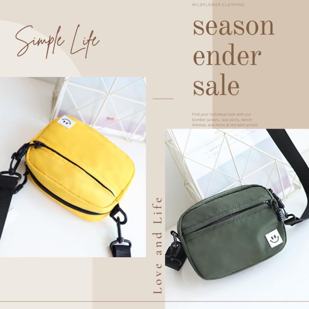 [現貨在台] 簡約尼龍微笑小方包 手機包 側背包 斜跨包 3色可選-細節圖2