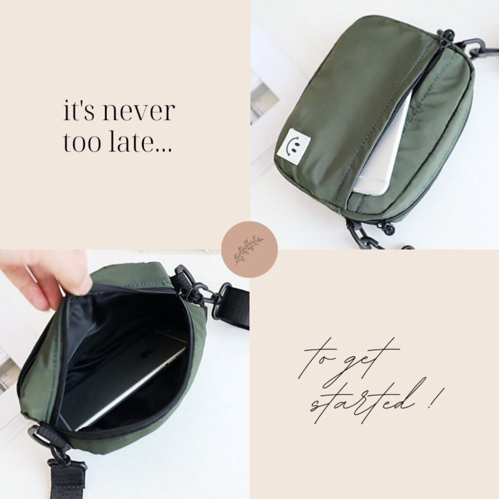 [現貨在台] 簡約尼龍微笑小方包 手機包 側背包 斜跨包 3色可選-細節圖3