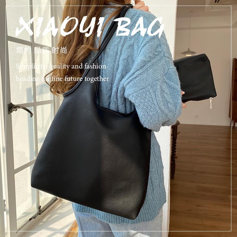 [現貨在台] 經典素色軟皮托特包 隨性百搭 文青質感 4色可選-細節圖4