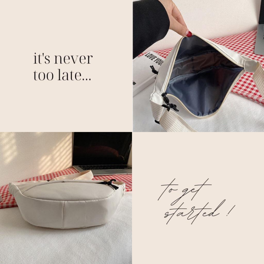 [現貨在台] 街頭素色尼龍單肩餃子包 斜跨包 胸包 腰包 4色可選-細節圖3