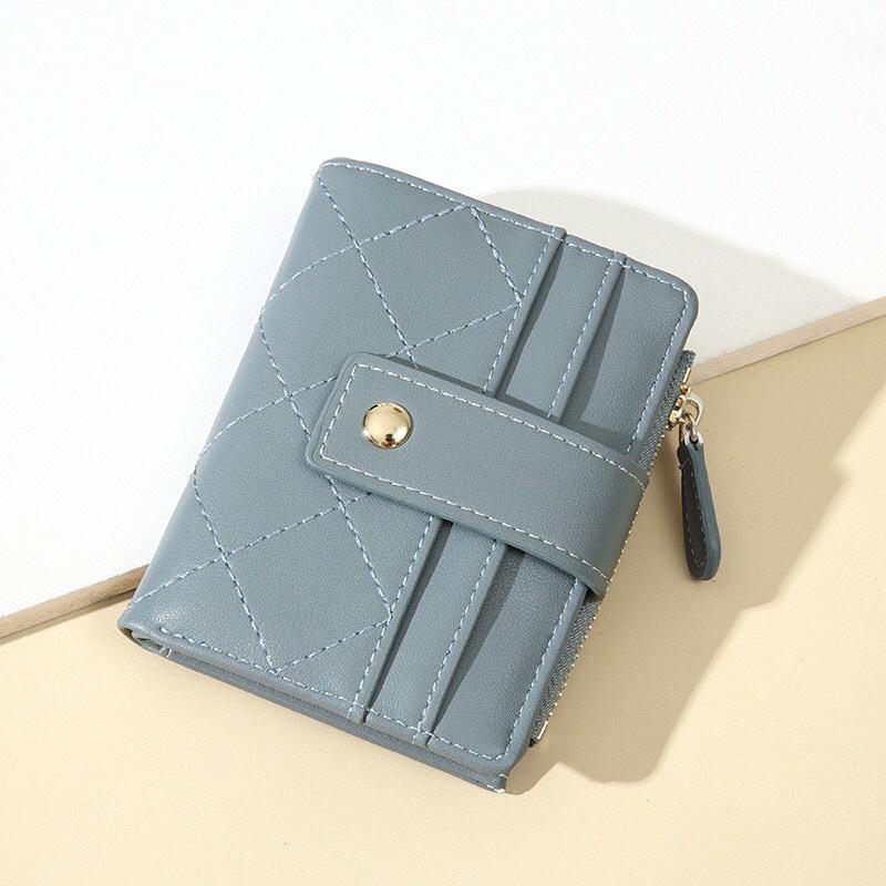 [現貨在台] 菱格紋簡約扣式短夾 時尚經典 6色可選-細節圖6