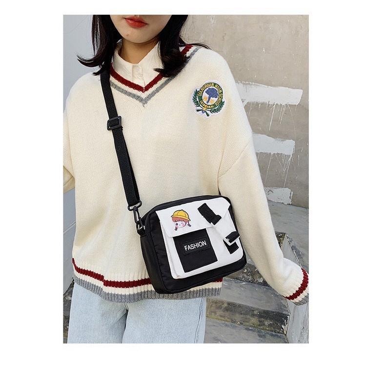 [現貨在台] 小文青肩背尼龍布包  休閒百搭 簡單出遊 肩背 斜背包 肩背包 5色-細節圖5