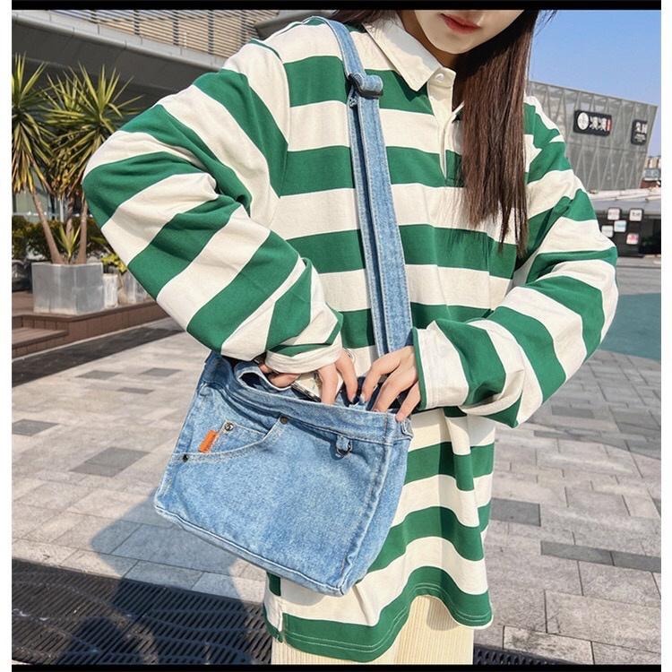 [現貨在台] 肩背手提小口袋牛仔布包 肩背包 側背包 休閒包 帆布包 休閒穿搭 2色可選-細節圖3