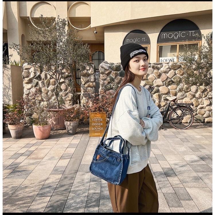 [現貨在台] 肩背手提小口袋牛仔布包 肩背包 側背包 休閒包 帆布包 休閒穿搭 2色可選-細節圖4