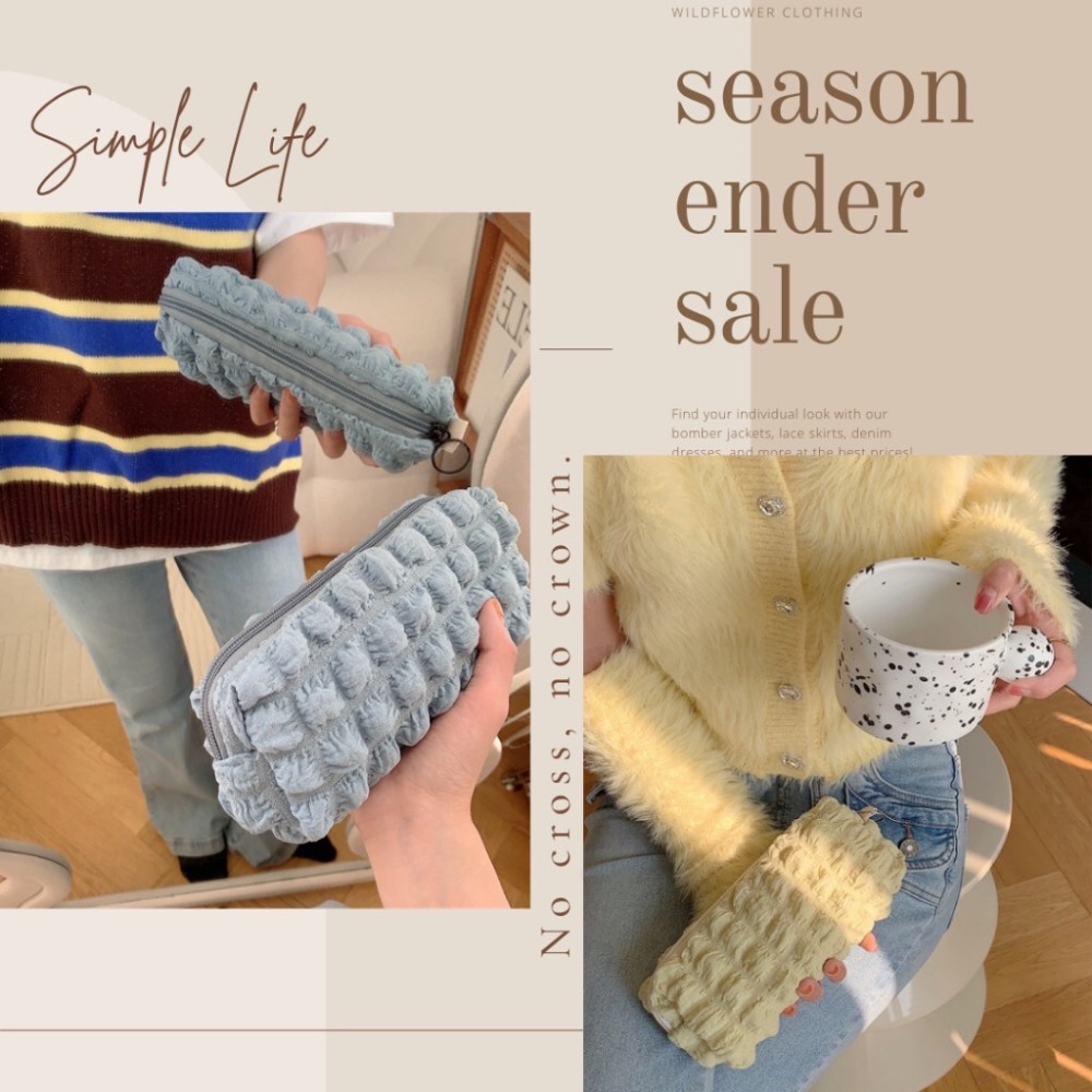 皺褶泡泡雲朵文具袋 筆袋 小化妝包 10色可選-細節圖3