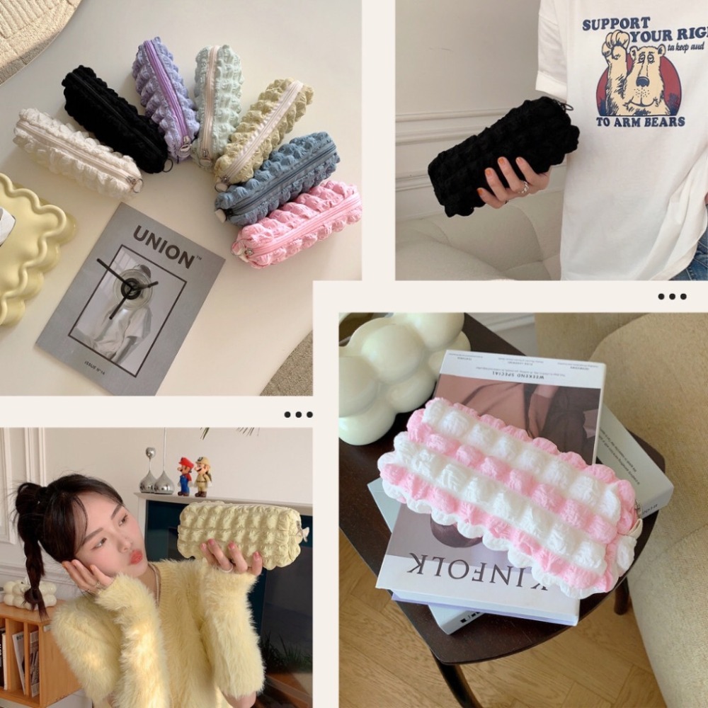 皺褶泡泡雲朵文具袋 筆袋 小化妝包 10色可選-細節圖4