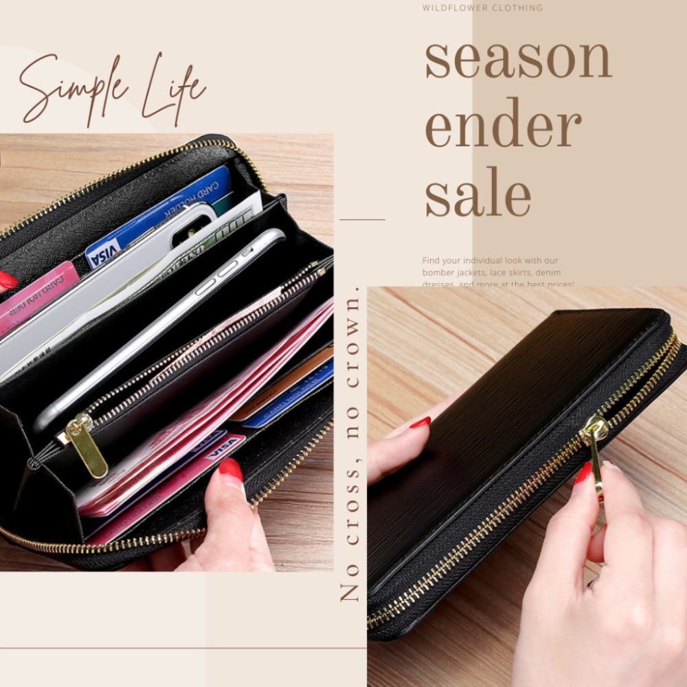 [現貨] 質感水波紋8卡拉鍊皮夾 長夾 11色可選-細節圖2