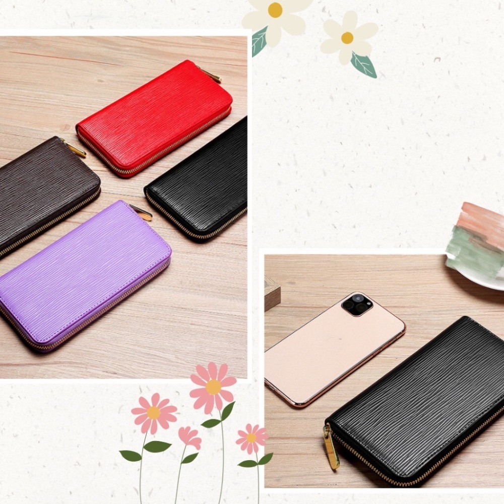 [現貨] 質感水波紋8卡拉鍊皮夾 長夾 11色可選-細節圖3