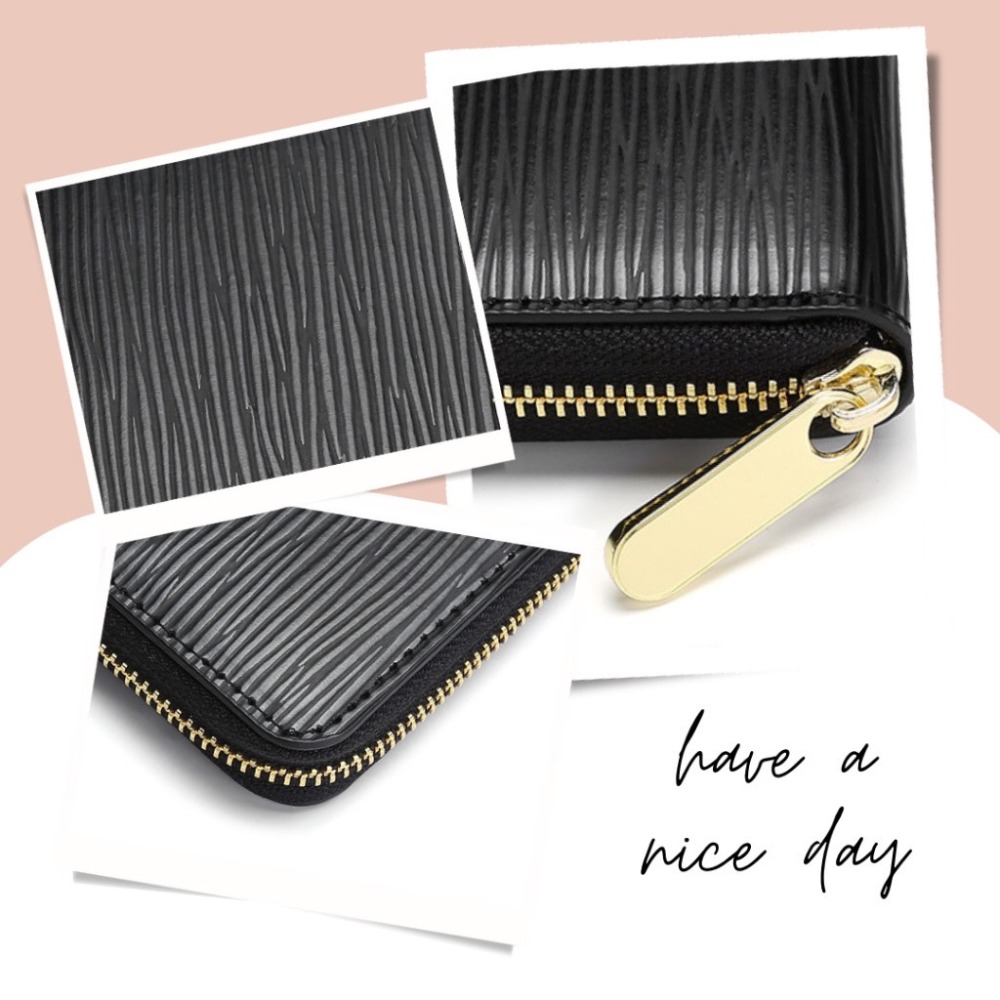 [現貨] 質感水波紋8卡拉鍊皮夾 長夾 11色可選-細節圖4