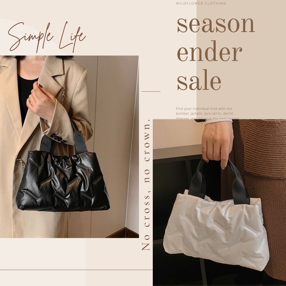 時尚科技感羽絨棉手提包 手提袋 4色可選-細節圖4