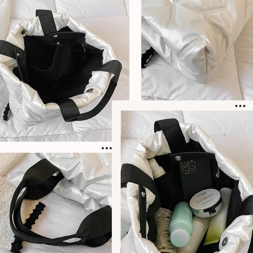 時尚科技感羽絨棉手提包 手提袋 4色可選-細節圖7