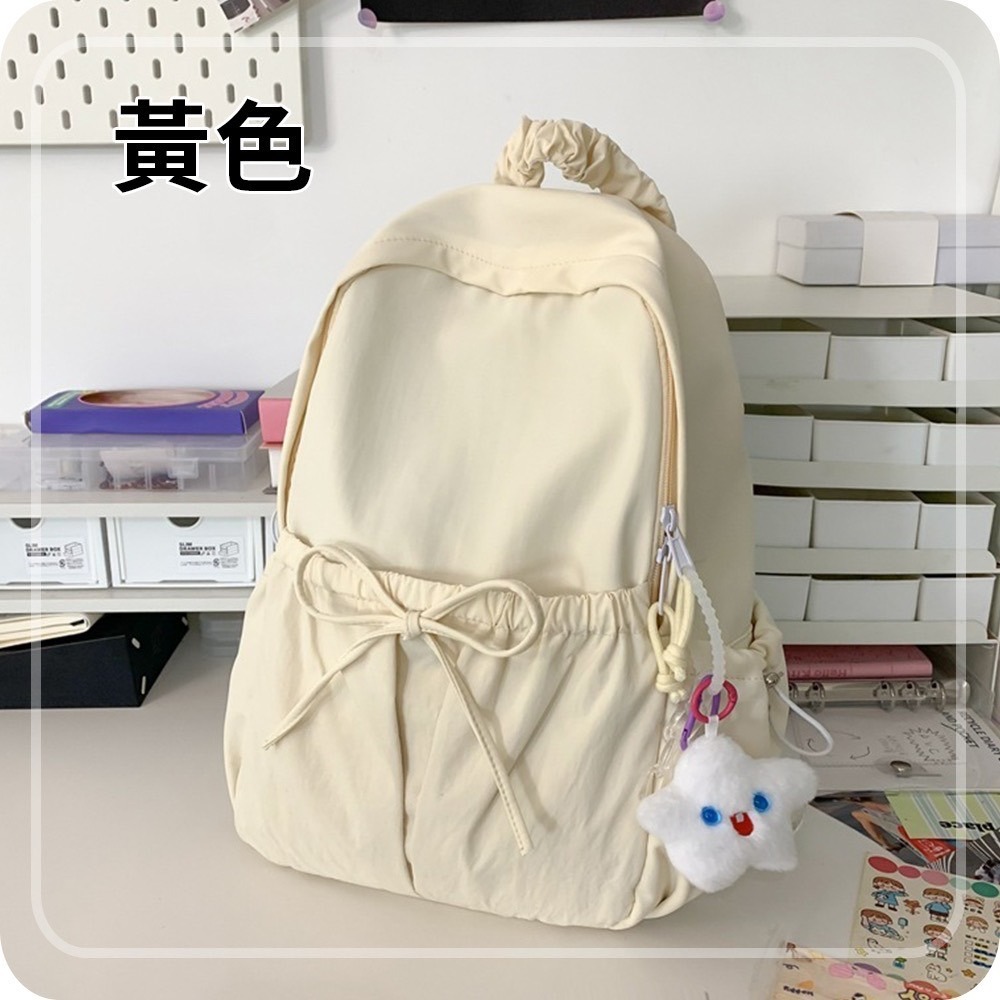 小清新蝴蝶結抽繩皺褶後背包 書包 媽媽包 4色可選-規格圖8