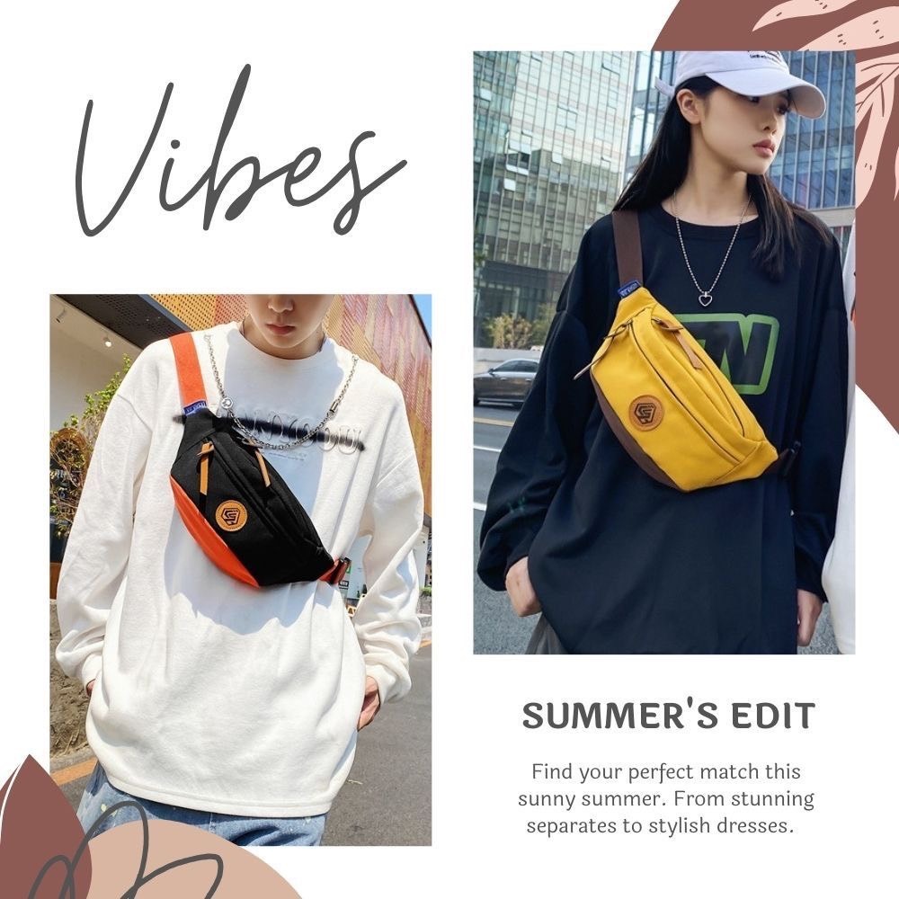 潮流皮標撞色個性斜跨胸包  胸包 側背包 腰包4色可選-細節圖3