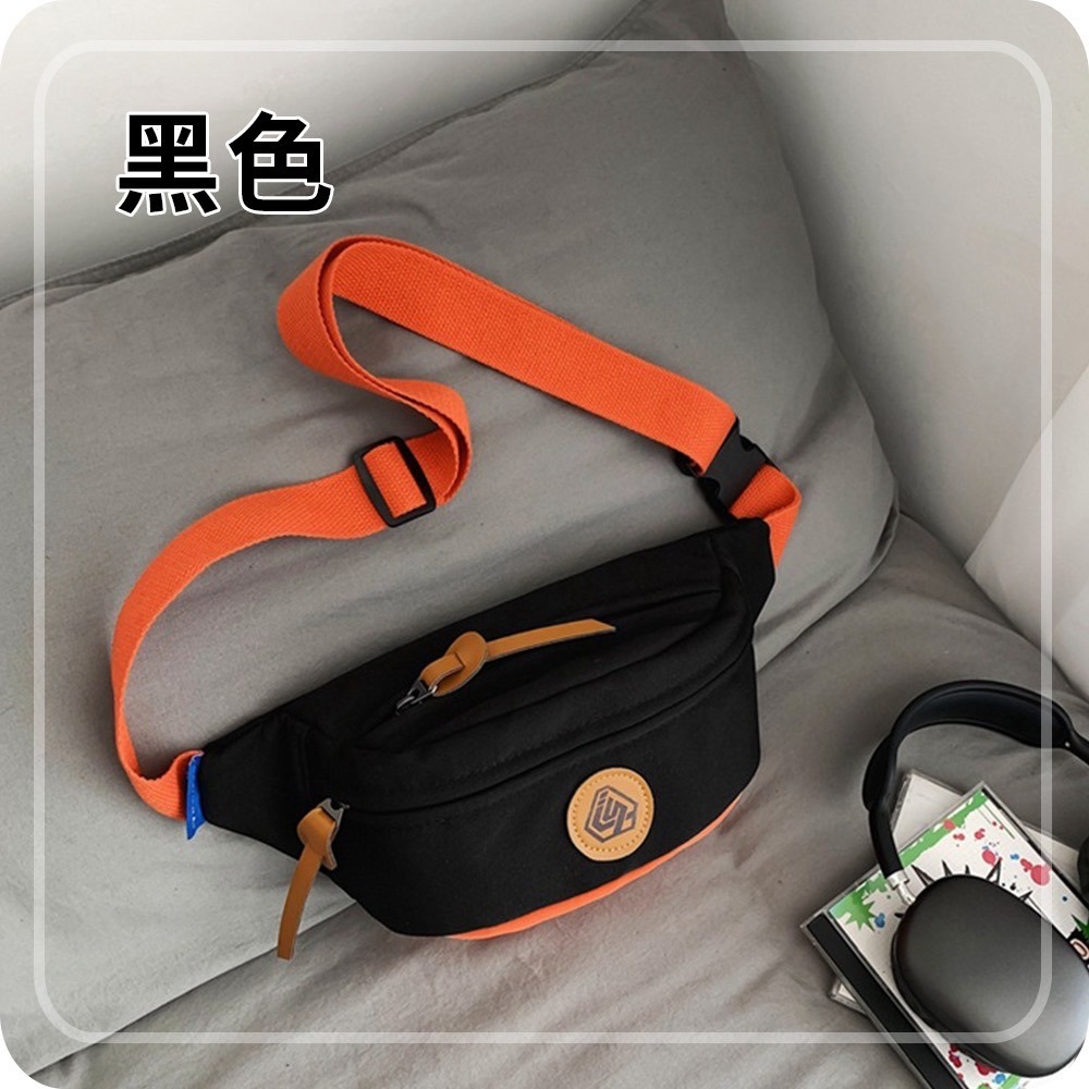 潮流皮標撞色個性斜跨胸包  胸包 側背包 腰包4色可選-規格圖10
