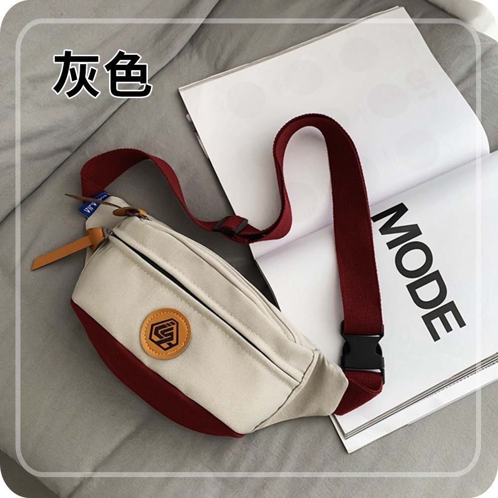潮流皮標撞色個性斜跨胸包  胸包 側背包 腰包4色可選-規格圖10