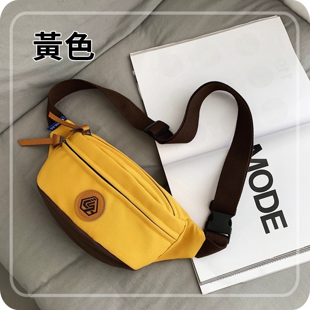 潮流皮標撞色個性斜跨胸包  胸包 側背包 腰包4色可選-規格圖10